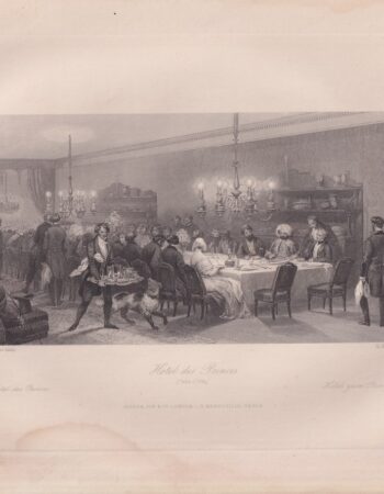 Antique Engraving Print, Hotel des Princes, 1840