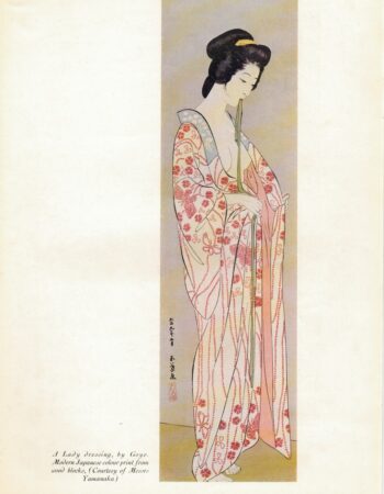 Vintage Japanese Print, A Lady Dressing by Goyo, 1932