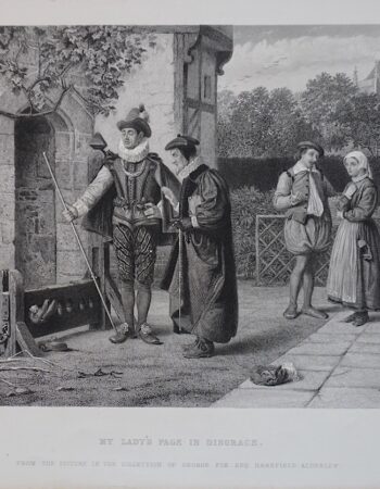 Antique Engraving Print, My Lady's Page in Disgrace, 1845