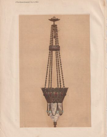 Antique Print, An enamelled Lamp, by M. Le Gost, Paris, 1868