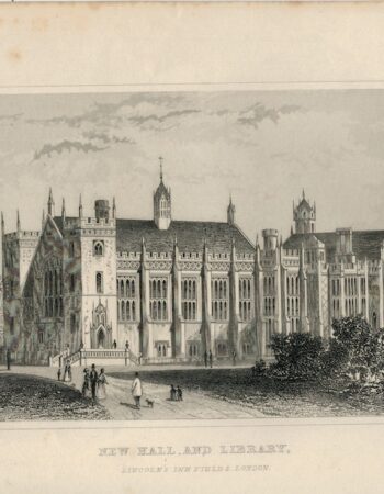 Antique Engraving Print, New Hall and Library, London, 1840 ca.