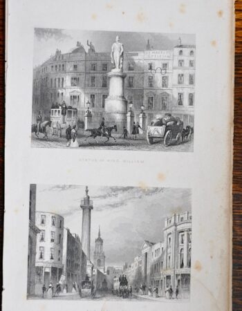 Antique Engraving Print, Statue of King William; The Monument, 1850