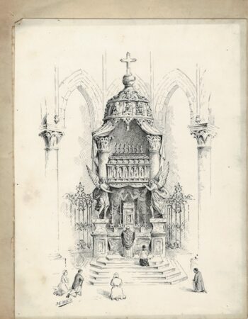 Antique Print with  handwritten notation, 1870 ca.