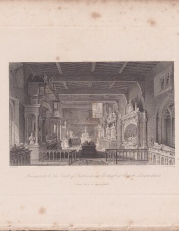 Antique Engraving Print, Monuments in the Earls of Rutlands Bottesford Church, 1836