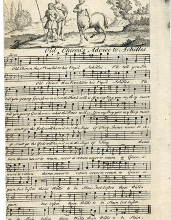 Rare Antique Music Score, Flute, Lucretia, Old Chiron's Advice to Achilles, 1739