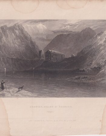 Antique Engraving print, Hospice Grand St. Bernard, 1836