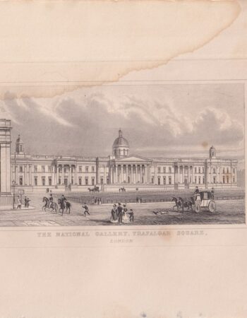 Antique Engraving Print, The National Gallery, Trafalgar Square, London, 1842