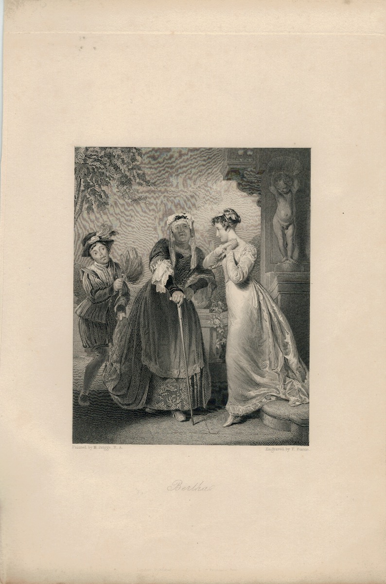 RAntique Engraving Print, Bertha, 1836