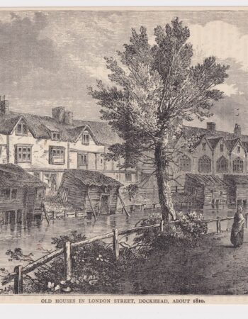 Antique Print, "Old Houses in London Street, Dockhead, about 1810", 1890