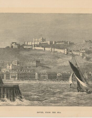Antique Print, Dover From the Sea, 1885