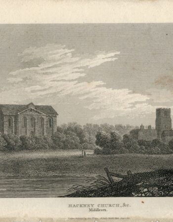 Antique Engraving Print, Hackney Church, Middlesex, 1819