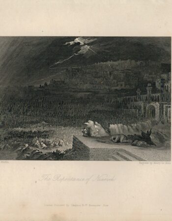 Rare Antique Engraving Print, The Repentance of Nineveh, 1840