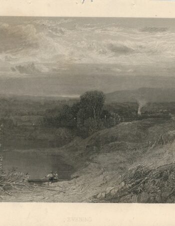 Antique Engraving Print, Evening, 1840 ca.