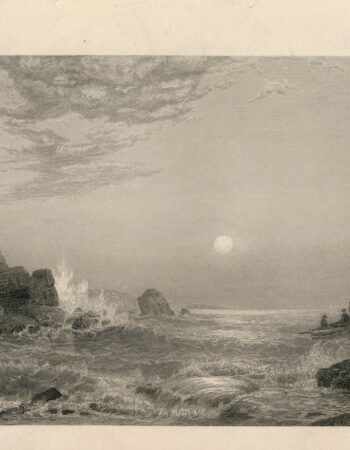 Antique Engraving Print, Marine Landscape, 1840 ca.