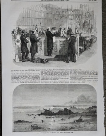 Antique Print, Wreck of The Amelia; House of Lords, 1856