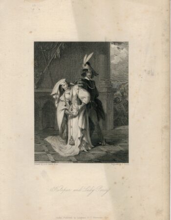 Antique Engraving Print, Hotspur and Lady Percy, 1832