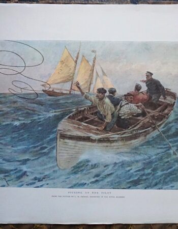 Antique Print, Picking up the Pilot, by C.M. Padday, 1899
