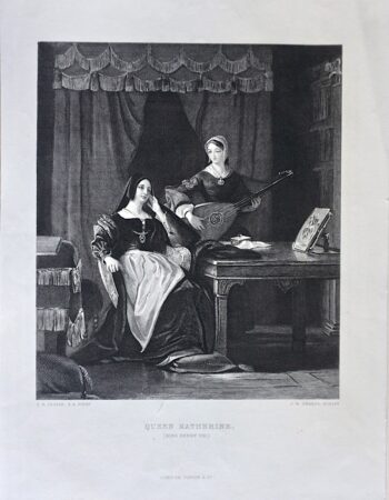 Antique Engraving Print, Queen Katherine, 1873