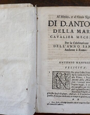 Rare Book, Prediche Quaresimali del Padre Antonio Manfredi della Compagnia di Gesù, Napoli. Stamperia di Giacomo Raillard, 1700