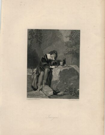 Rare Antique Engraving Print, Imogen, 1836