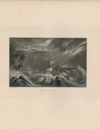 Antique Engraving Print, Death at Sea, 1845