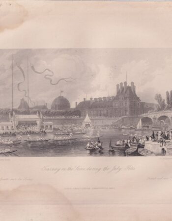 Antique Engraving Print, Tournay on the Seine, 1840