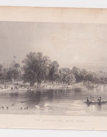 Antique Engraving Print, The Serpentine Hyde Park, 1830 ca.