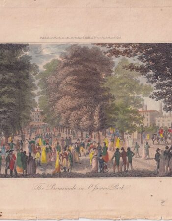 Antique Engraving Print, The Promenade in St. James's Park, 1804