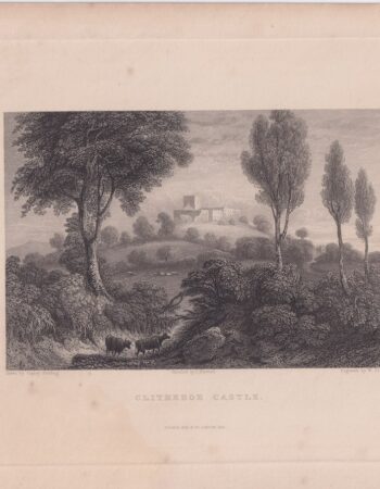 Antique Engraving Print, Clitheroe Castle, 1850