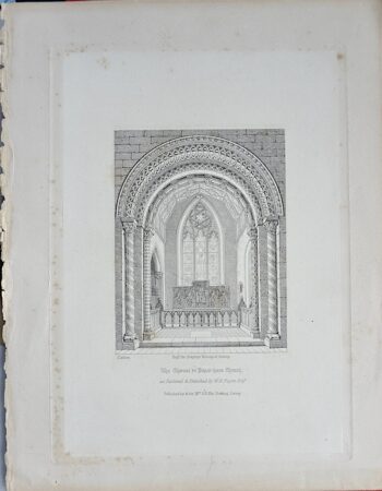Antique Print, The Chancel in Peper-Bara Church, 1850