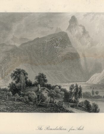 Antique Engraving Print, The Romsdalhorn from Aak, Norway, 1875