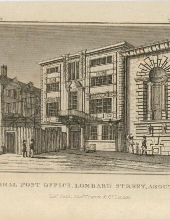 Antique Engraving Print, General Post Office, Lombard Street, 1818 ca.