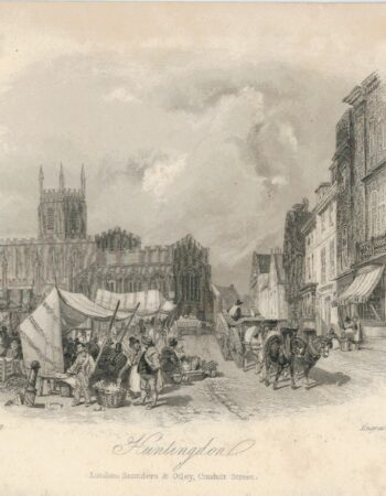 Antique Engraving Print, Huntingdon, 1830 ca.