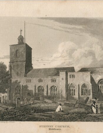 Antique Engraving Print, Stepney Church, Middlesex, 1815