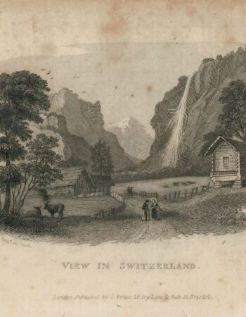 Antique Engraving Print, View in Switzerland, 1830