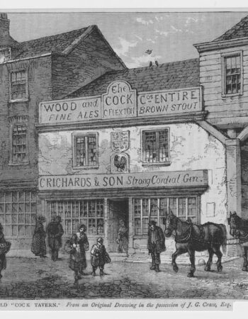 Antique Print, The Old Cock Tavern, 1890