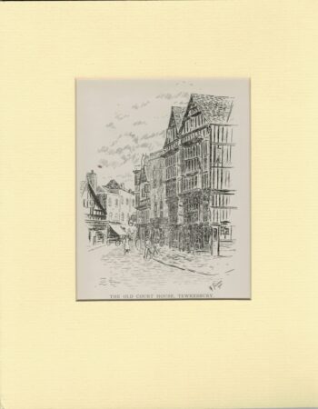 Rare Vintage Print, The Old Court House Tewkesbury, H. E. Thomson, 1900