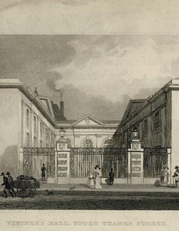 Antique Engraving Print, Vintner's Hall, Upper Thames Street, London, 1832