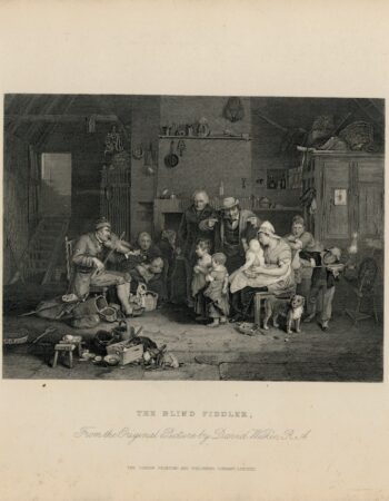 Antique Engraving Print, The Blind Fiddler, 1832