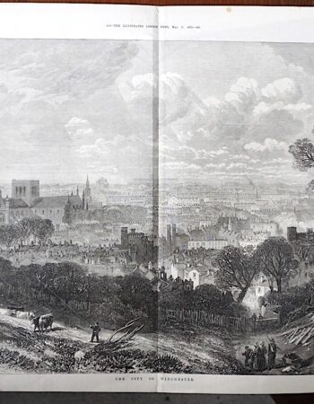 Antique Print, The City of Winchester, 1873
