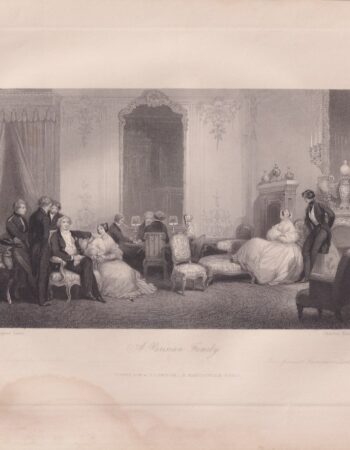 Antique Engraving Print, A Parisian Family, 1840