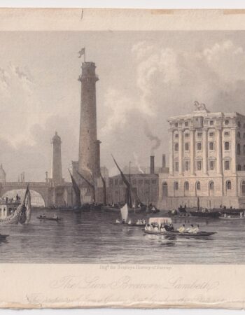 Rare Antique Engraving Print, The Lion Brewery Lambeth, 1841