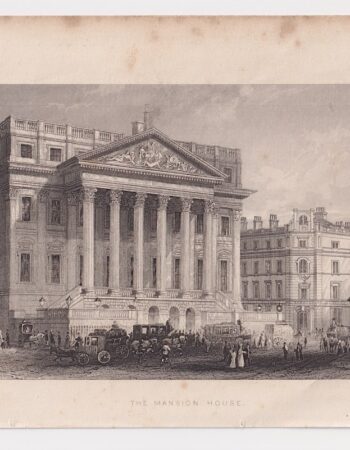 Antique Engraving Print, The Mansion House, 1830 ca.
