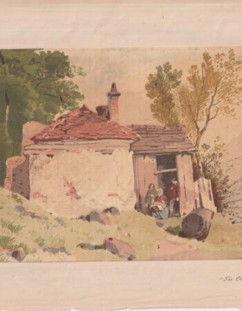 Antique Print, The Old Hut by  Aaron Penley, 1868