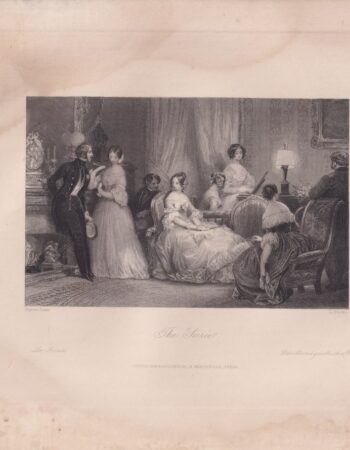 Antique Engraving Print, The Soirée, 1840