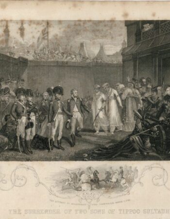 Antique Engraving Print, The Surrender of Two Sons of Tippoo Sultaun, 1850
