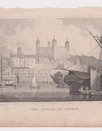Antique Engraving Print, The Tower of London, 1840 ca.