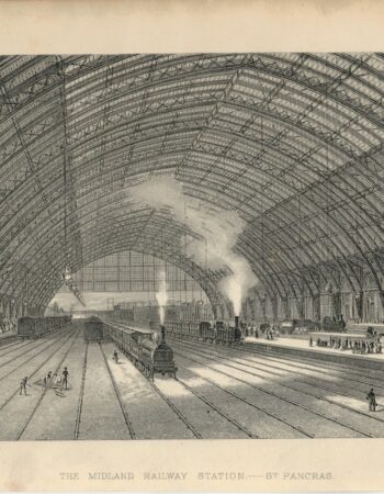 Antique Print, The Midland Railways Station, St. Pancras, 1880