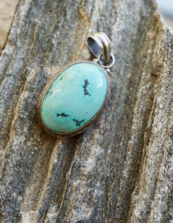 Vintage Original Turquoise Pendant fitted in Silver 925