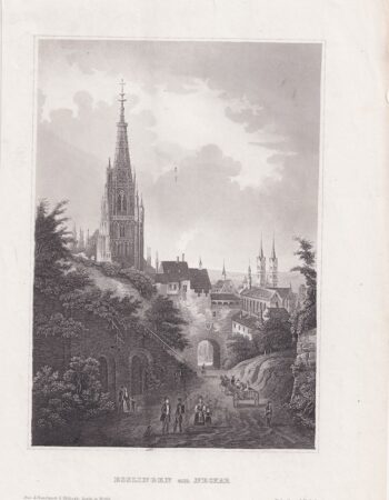 Antique Engraving Print, Esslingen, 1830 ca.